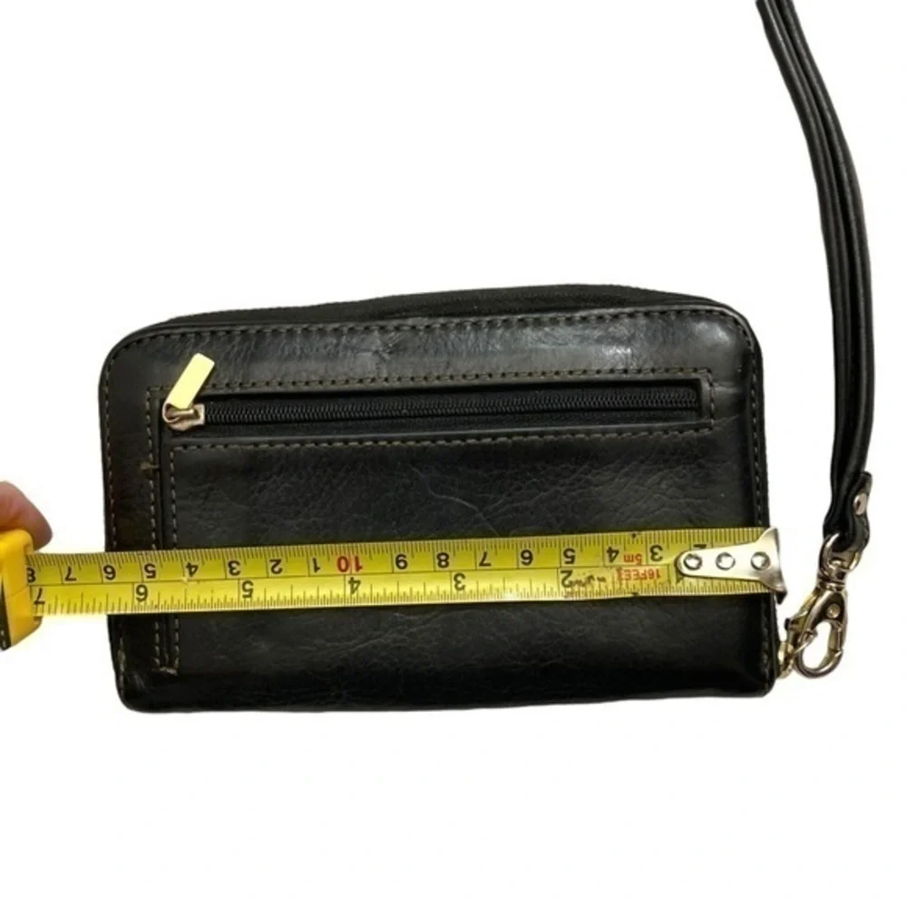 Fossil black leather wristlet wallet